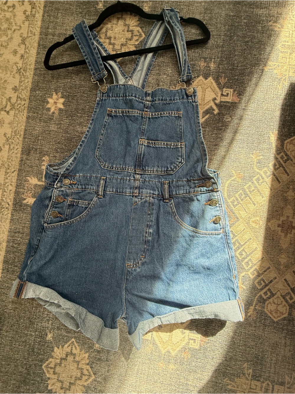 We The Free Blue Denim Women's Short Overalls